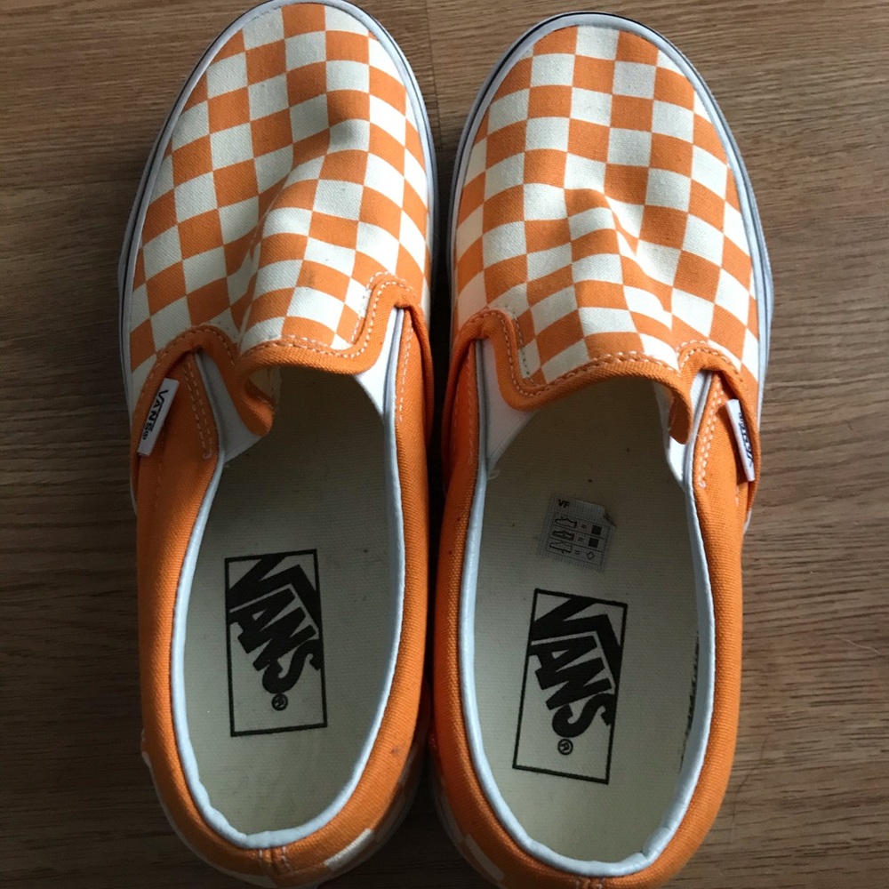 Orange and White Checkered Vans 7.5 Women’s